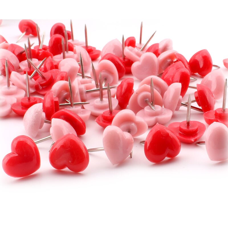 50 Stuks Roze Rood Hart Punaise Push Pins Plastic Stationaire Kurk Boord Veiligheid Gekleurde Pins Kantoor School Binding Accessoires