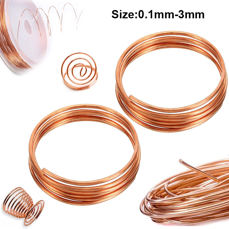 Fil de cuivre conducteur en cuivre 1/5/10M, fil de cuivre Ultra-fin, diamètre 0.1-5mm, fil de cuivre conducteur avec une bonne conductivité