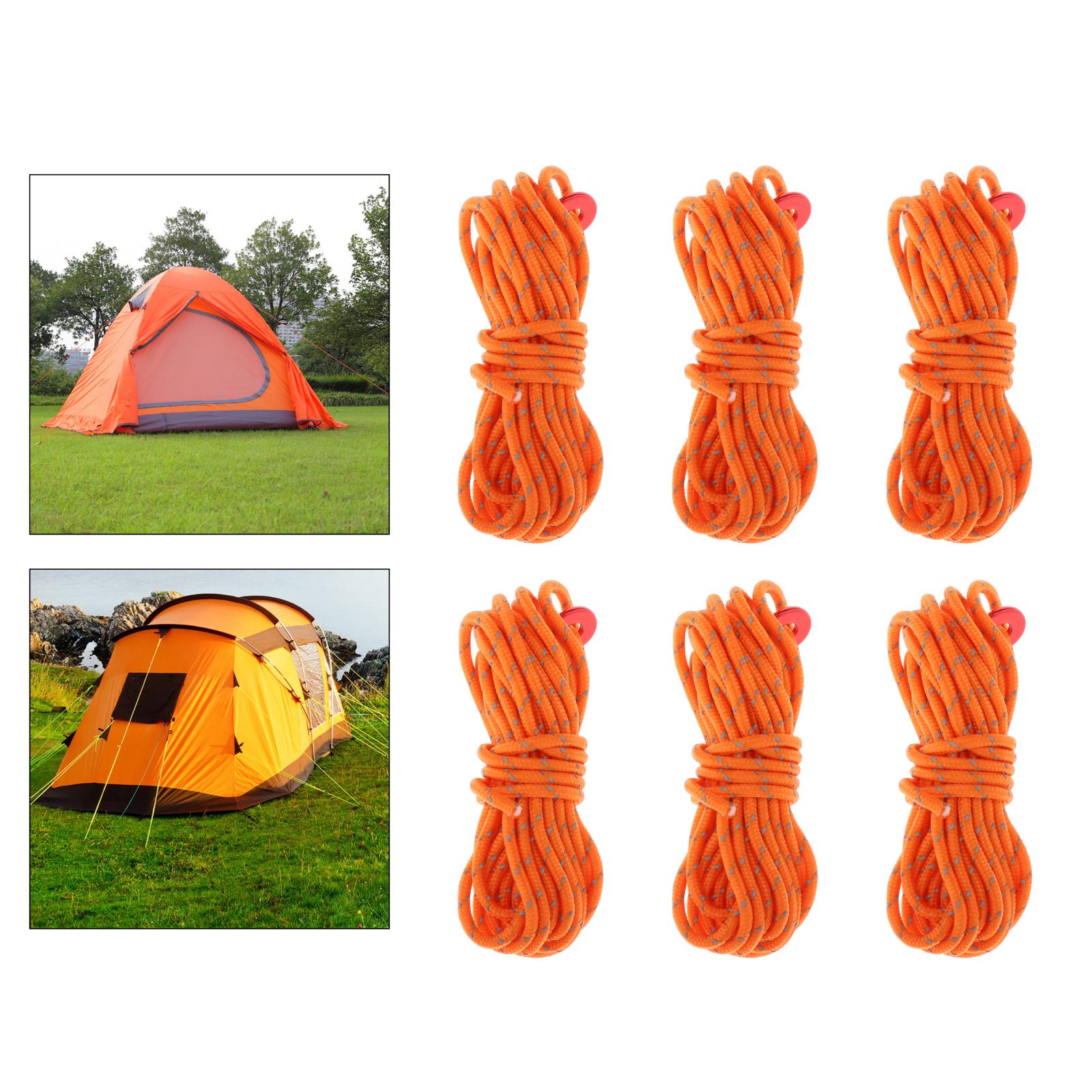 6Pcs Reflecterende Paracord Touw Dia.4mm Voor Survival Parachute Cord Lanyard Camping Klimmen Camping Touw Wandelen Waslijn: Oranje