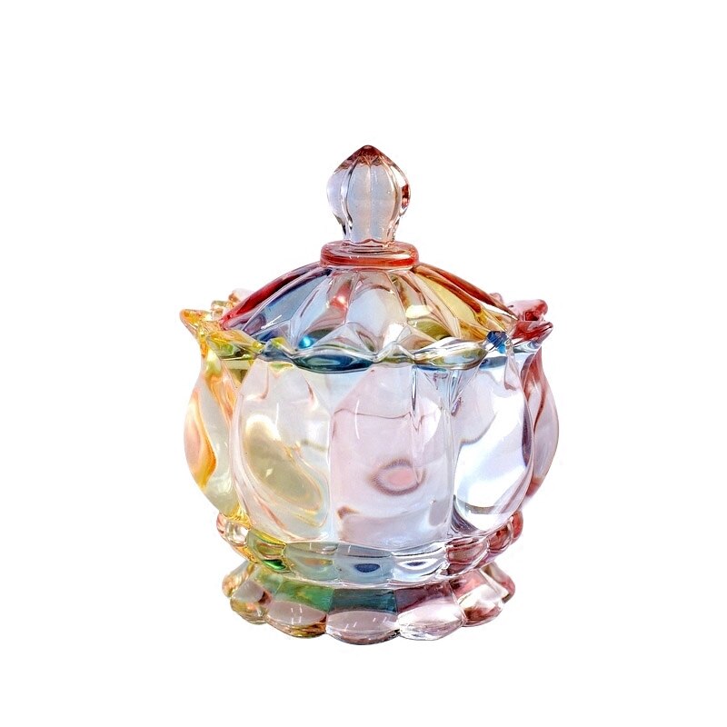 Europese stijl Kleurrijke Glas Snoep tank Kruiden Opbergdoos Suikerpot Glazen Potten En Deksels Opslag Sieraden Doos