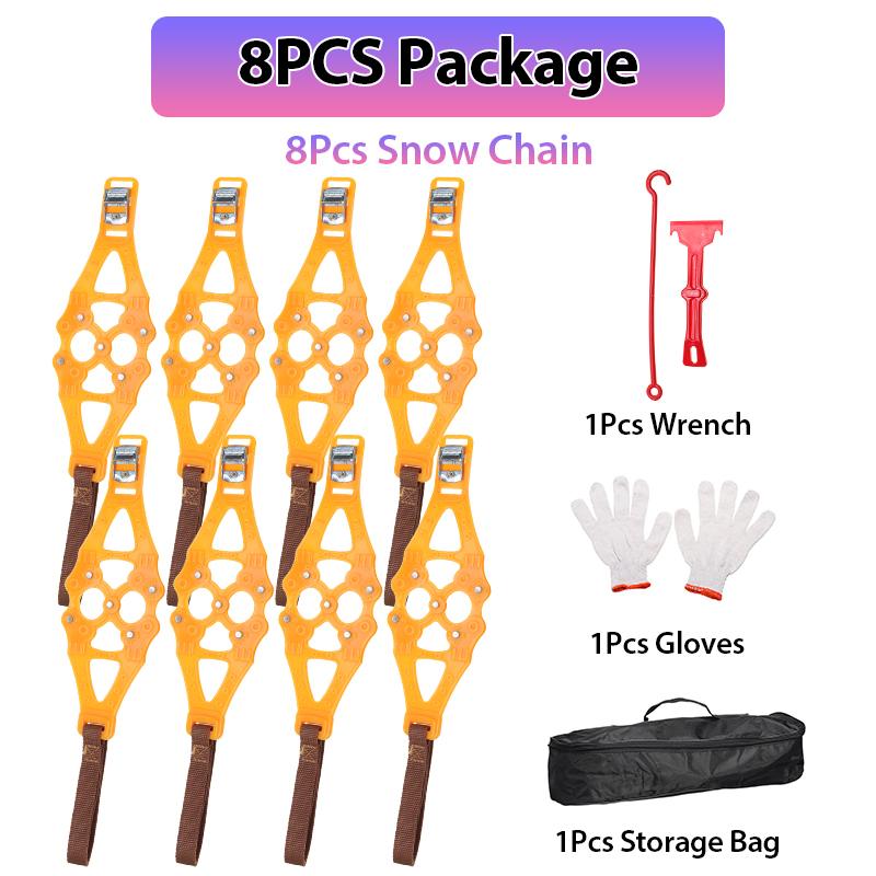 Car Snow Chains Widened Tire Safety TPU Wheel Chains For Winter Auto Car Mud Tyres Wheels Anti-Skid Autocross Outdoor 1/4/8Pcs: 8PCS