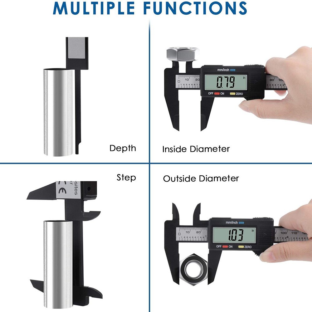 Outil de mesure 0-150mm 6 pouces en plastique LCD, affichage numérique électronique en Fiber de carbone
