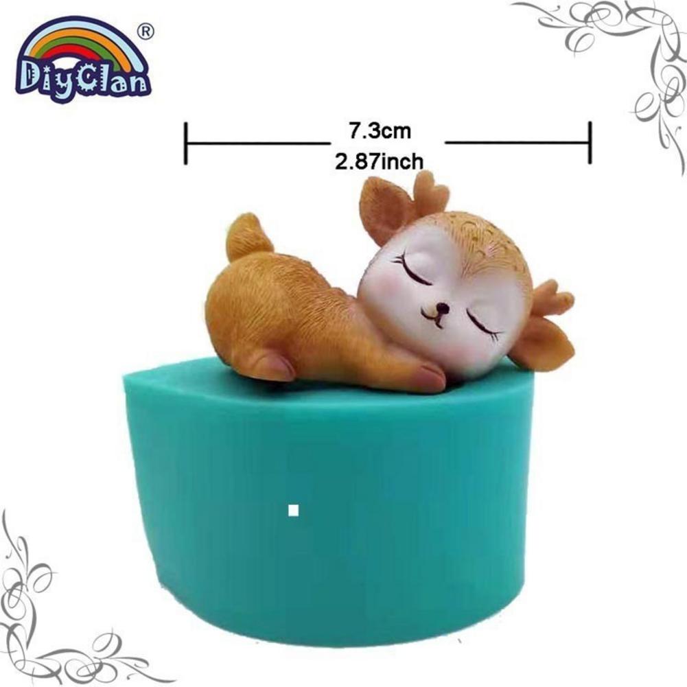 Moule à gâteau Sika cerf 3D en Silicone, série animaux, moule à gâteau Fondant, ciment d'argile, chocolat, outils de décoration: C