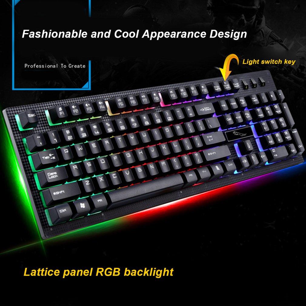 G20 USB Wired Mechanical Keyboard Suspended with led RGB Colorful Backlight Gaming Keyboard Waterproof For PC Computer Gamer