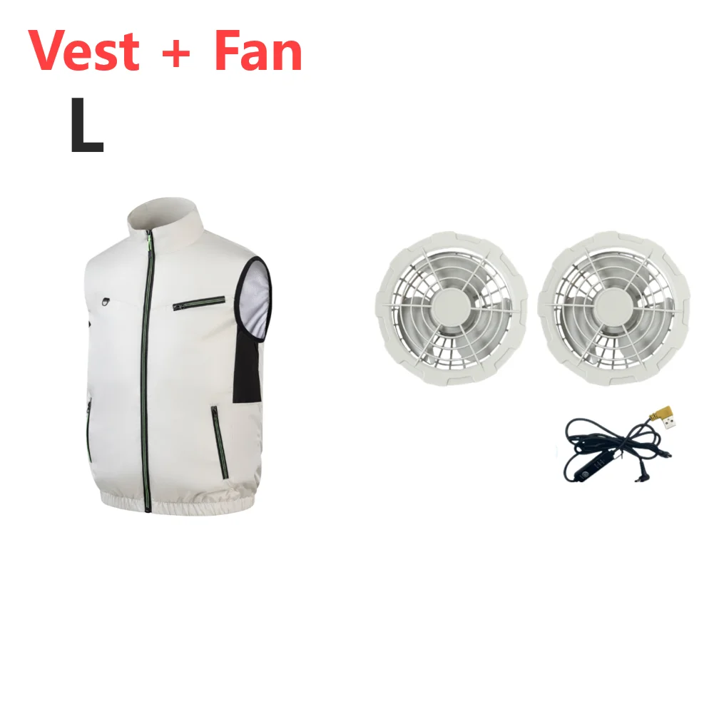 Koelvest Ijsventilator Vest 3 Versnellingen Usb Hittebestendige Airconditioner Kleding Vest Ademend Draagbaar Koelventilator Vest Camping: Zilver