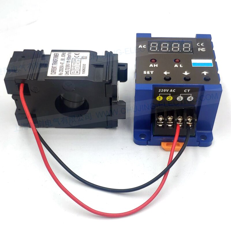 single phase din ampere meter with din CT with up limit alarm low limit alarm relay output 50A 100A 150A din current meter
