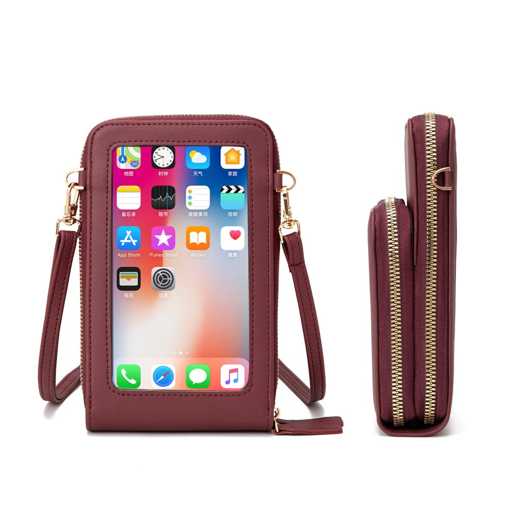 Sac de téléphone universel en cuir imperméable multifonctionnel d'écran tactile pour Samsung/iPhone/Huawei/Xiaomi: Brown