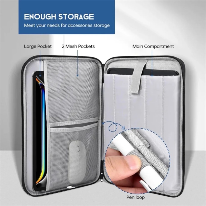 High-Capacity Waterproof Tablet Data Cable Bag Tablet Sleeve Bag For iPad Pro 12 9 11 13 inch Pouch iPad 10th 9th 8th 7th