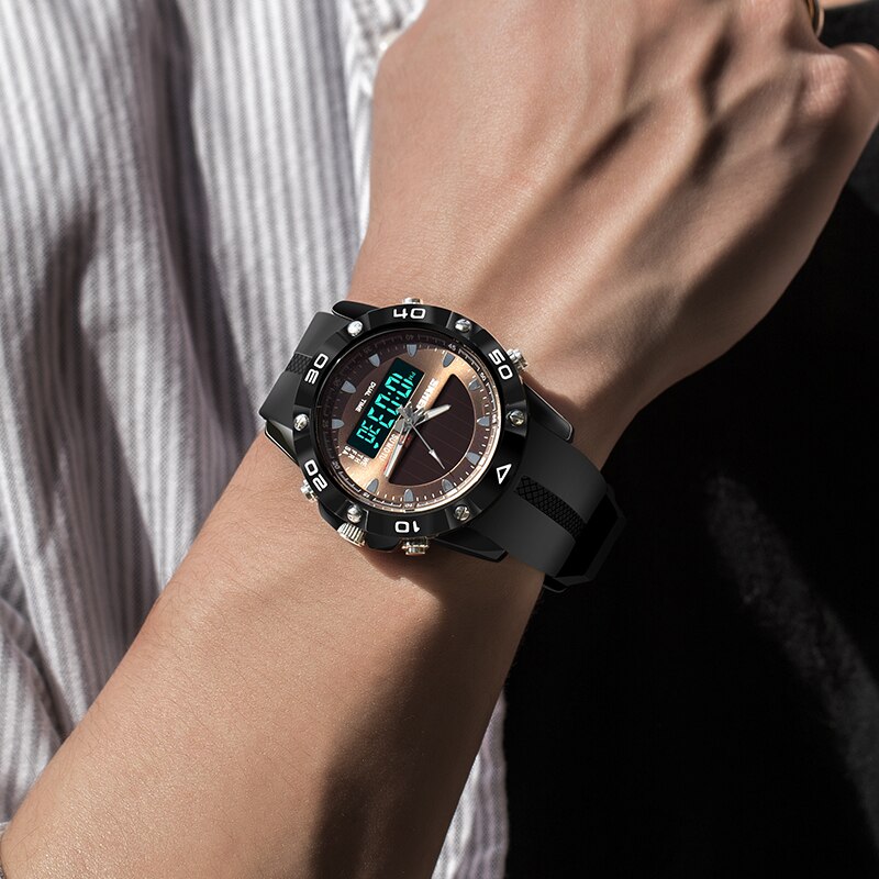 Skmei Dual Time Display Mannen Digitale Quartz Horloge Chronograph 50M Waterdicht Horloge Man Sport Horloges Relogio Masculino 1064