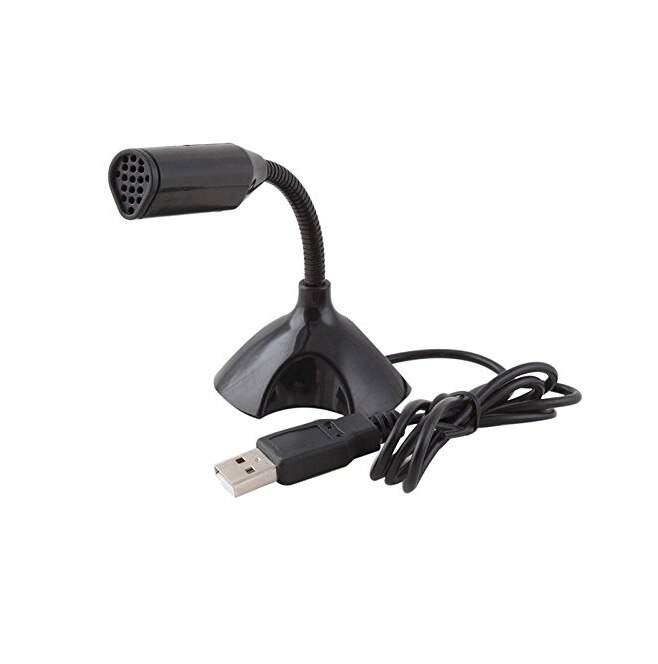 Verstelbare Usb Laptop Microfoon Mini Studio Speech Microfoon Stand Mic Met Houder Voor Multimedia Desktop Pc: Black