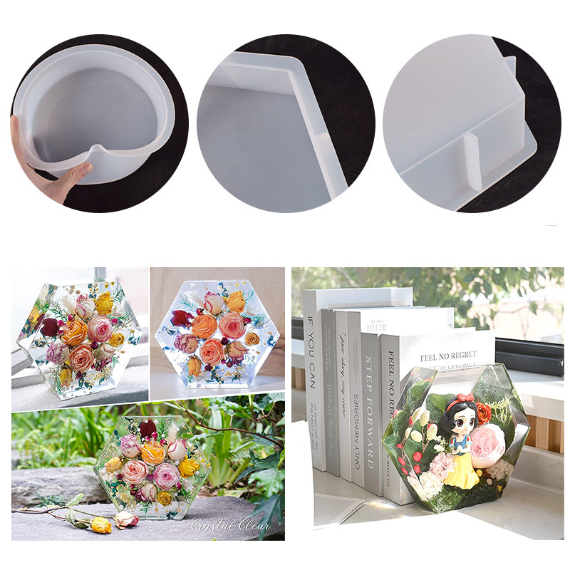DIY geometría cubo grande espécimen amor resina epoxi molde redondo rectángulo espejo moldes de silicona para fundición de resina hacer decoración del hogar