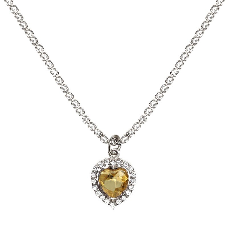 JJFOUCS Romantic Heart Crystal Pendant Necklace Gold Silver Color Necklace Women Bohemia Charm Jewelry: 028502YW