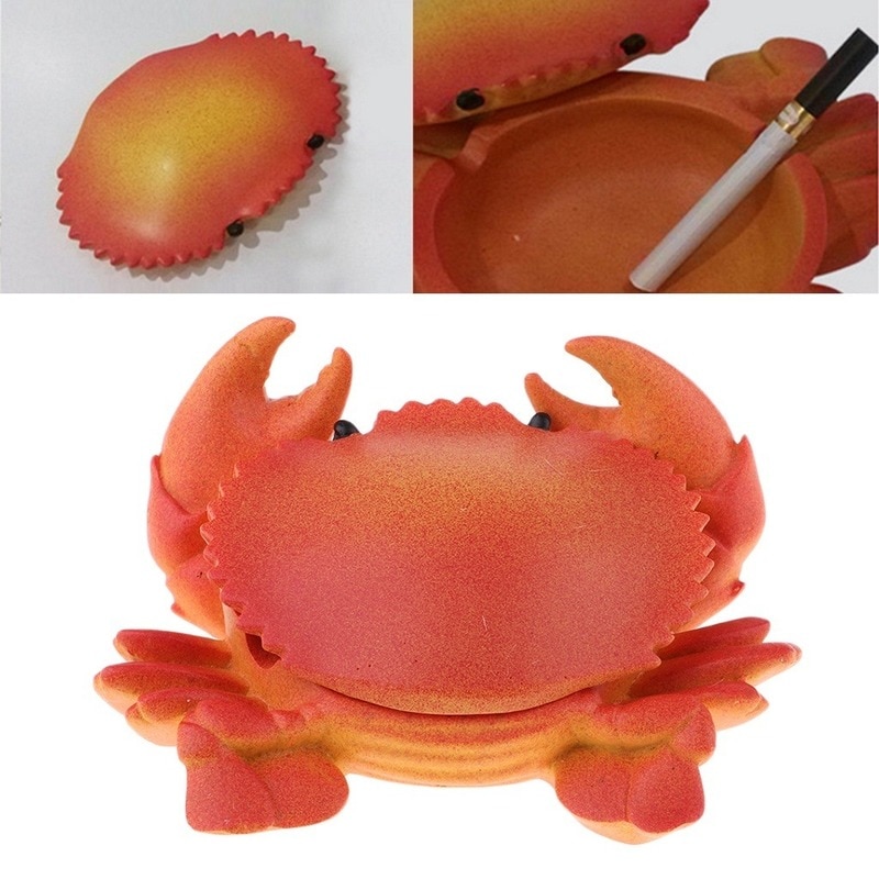Crab Ashtray with Lid Household Ashtray Cigarette Smoking Ash Tray Desktop Ornamet for Living Room Home
