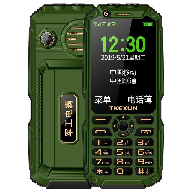 Outdoor schokbestendig Stofdicht Mobiele Telefoon TKEXUN Q8A Power Bank Celulares 3.0 Inch zaklamp Wifi Fast Dial 3G Mobiel: EN keybo N 8GB Card / Green