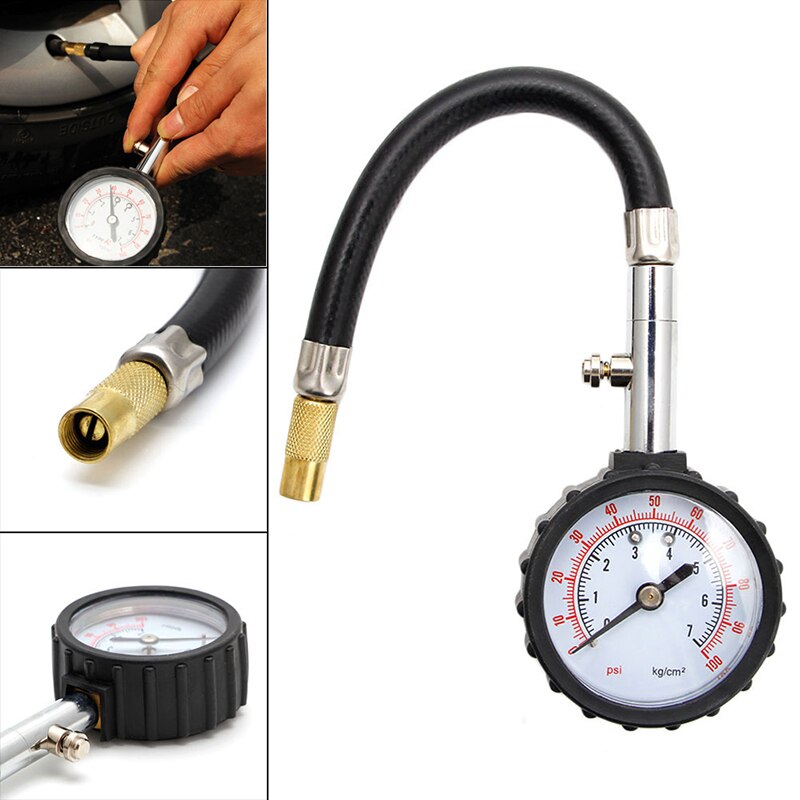 0-100PSI Auto Truck Auto Motor Band Band Luchtdrukmeter Dial Meter Tester