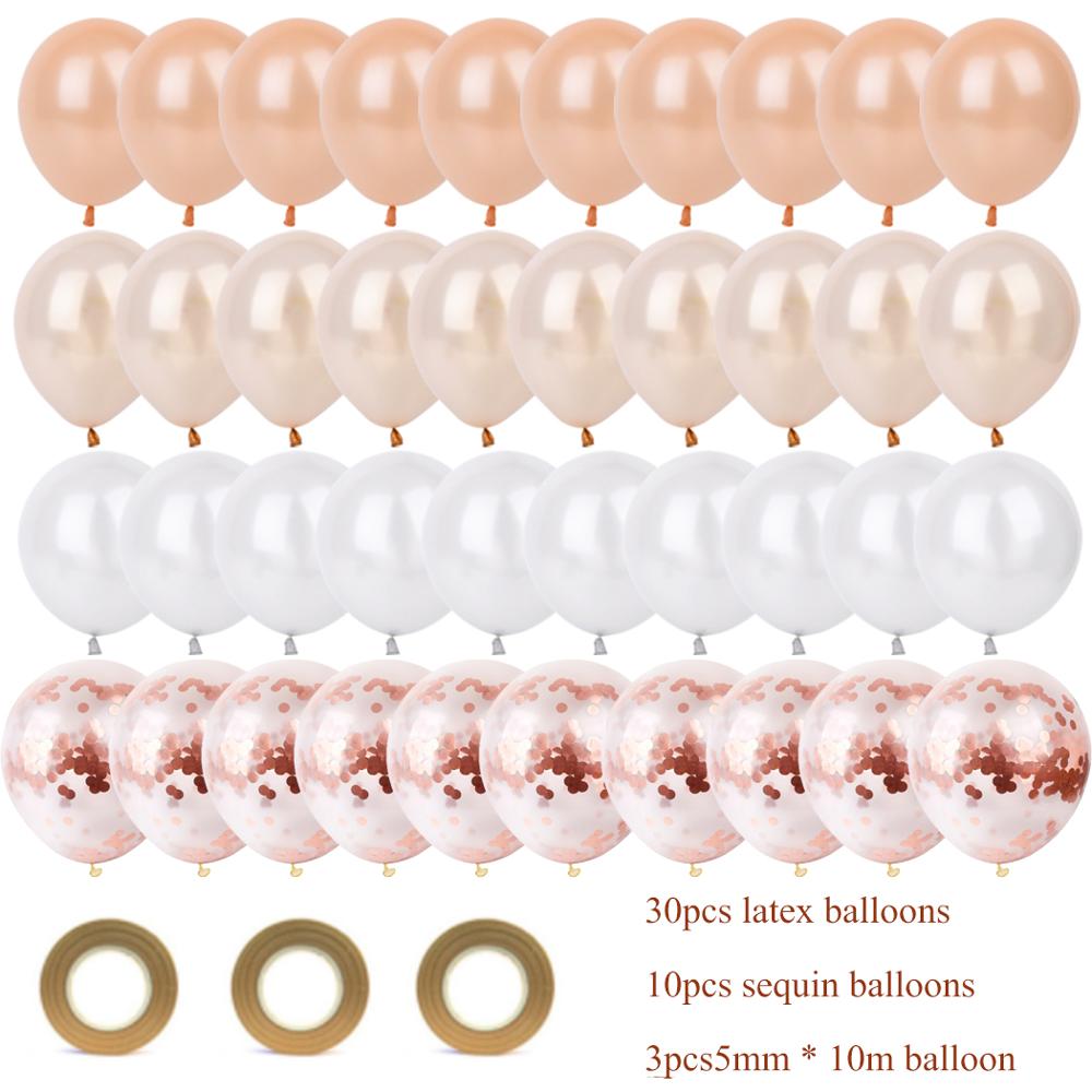 Rose Gold 1st Birthday Balloons Latex Confetti Balloons Number 1 Foil Ballons Baby Boy Girl First One Birthday Party Decorations: 40pcs rose gold