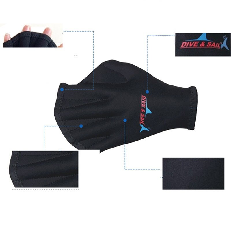 Gants palmés pour natation sphère de 2MM, 1 paire, dispositif sans doigts, outil de natation