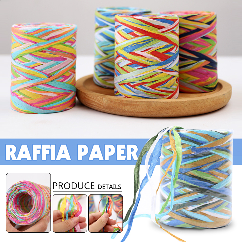 80Meter Colorful Natural Raffia Straw Yarn Ribbon For Wrapping Box Bouquet Decor Baking Box Packing Party Candy Rope