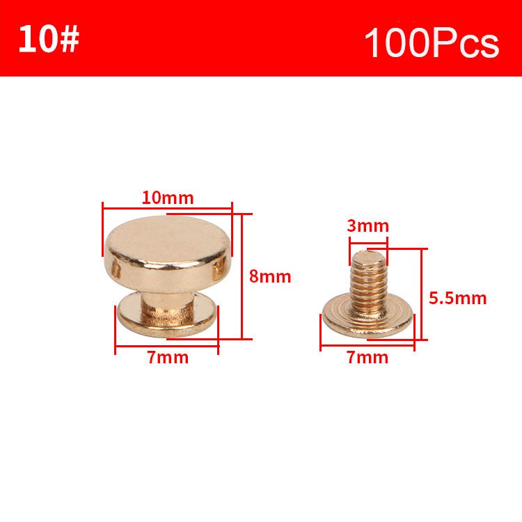 Screw Post Soild Brass Button Studs,Leather Craft Belt Screwback Screw Nail Rivets DIY Suitable for Arts and Clothers Making: 4