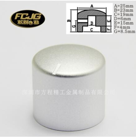 2pcs aluminum knob potentiometer knob 25*23*6mm Knurled black potentiometer cap car knob switch cap Encoder for amplifier