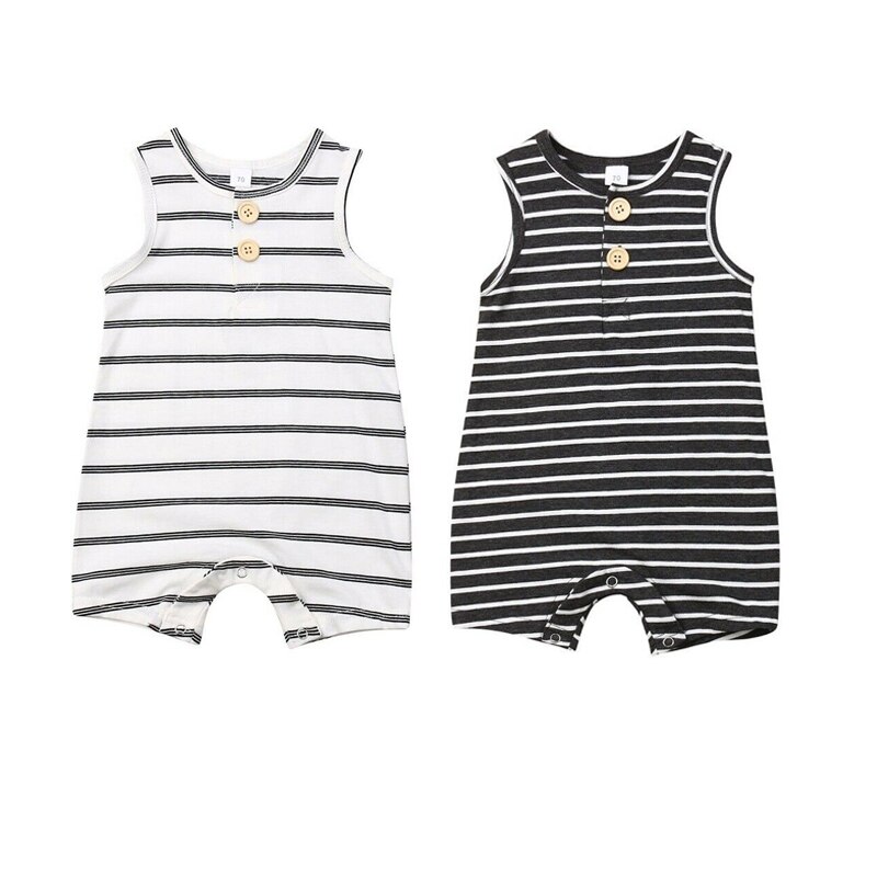 0-24 Baby Baby Jongen Meisje Gestreepte Romper Kleding Mouwloze Gestreepte Rompertjes Zomer Outfit