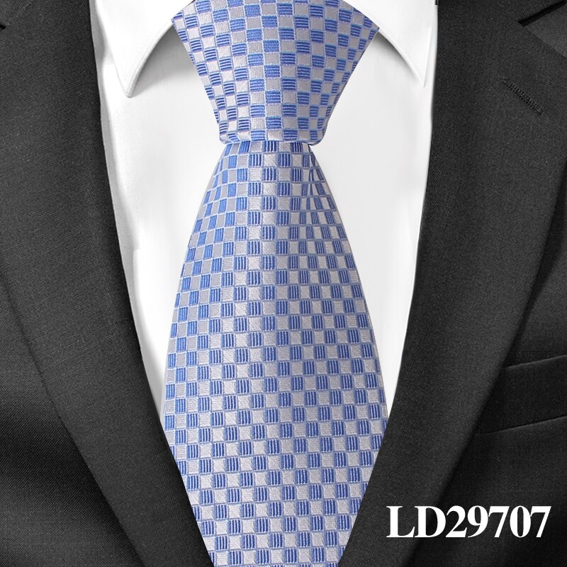 Silke hals slips til mænd jacquard mænd slips til bryllup forretning 8 cm brede plaid slips klassiske dragter hals slips: Ld29707
