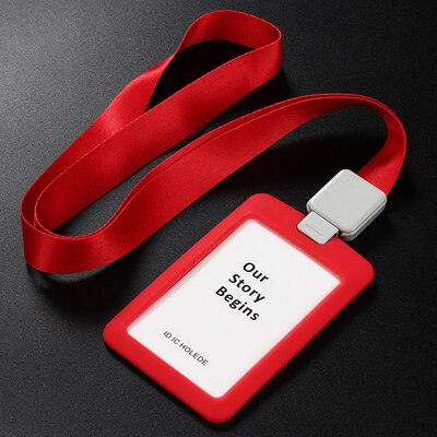 Porta badge identificativo in acrilico trasparente con custodia in silicone, cordino retrattile, porta documenti/crédito verticale, porta badge per due carte: Rose Red