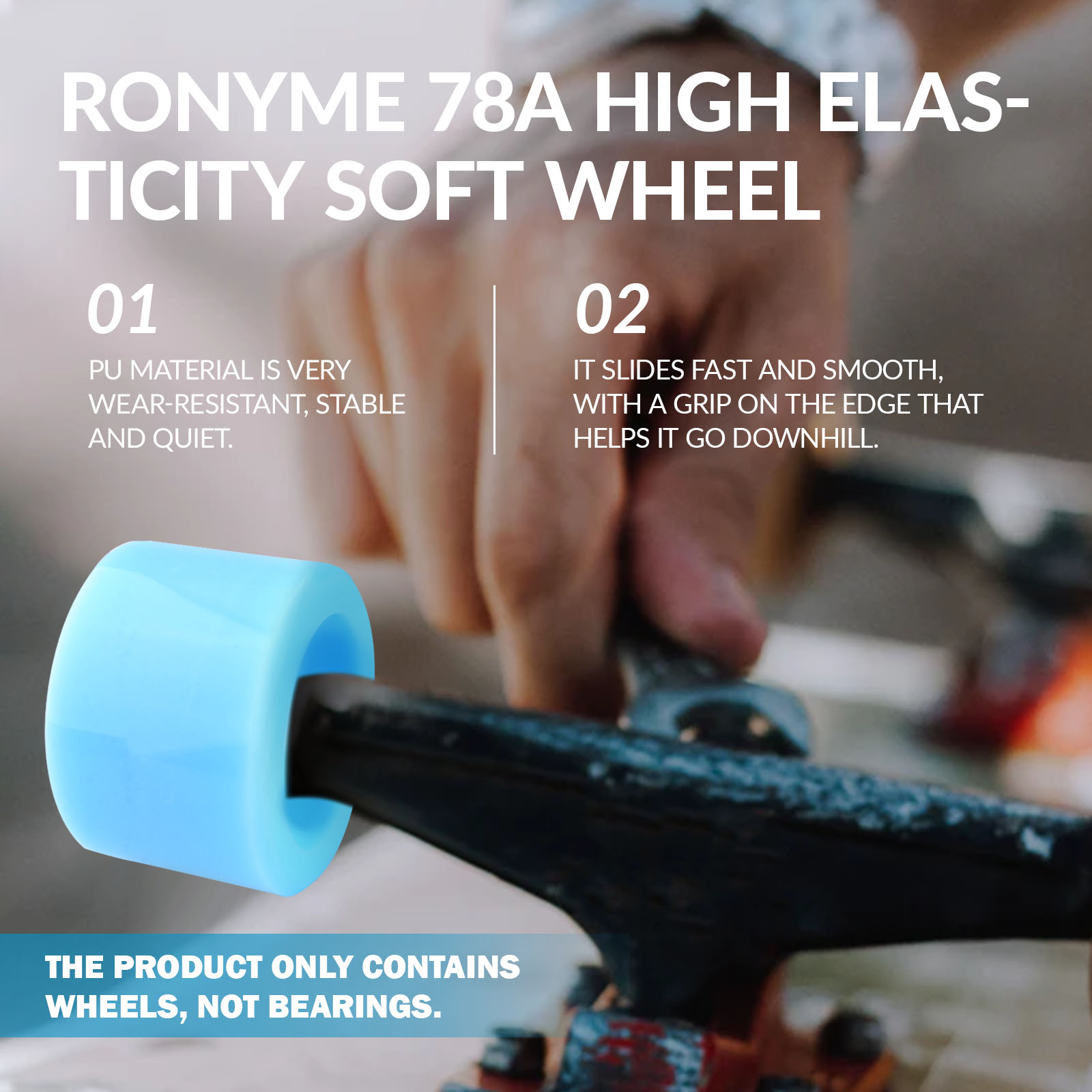 Ronyme 4 Uds 78A ABEC-9 Longboard ruedas de alto rendimiento ruedas de PU de patineta de ruedas Mini Crucero de ruedas