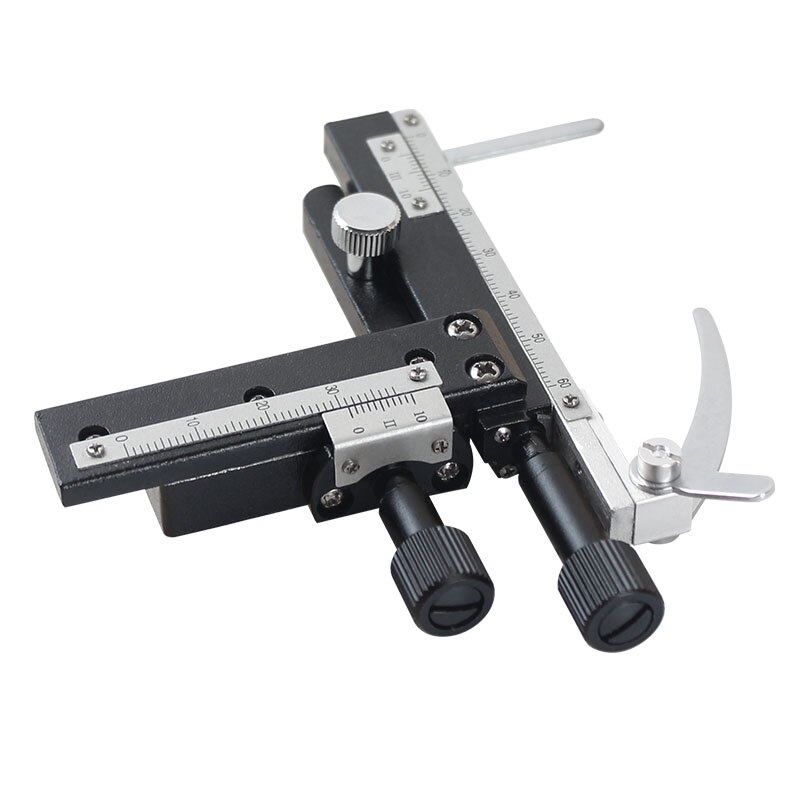Attachable Mechanical Stage X-Y Movable Stage with 0-60mm Scale Ruler Biological Microscope Metal Moving Ruler