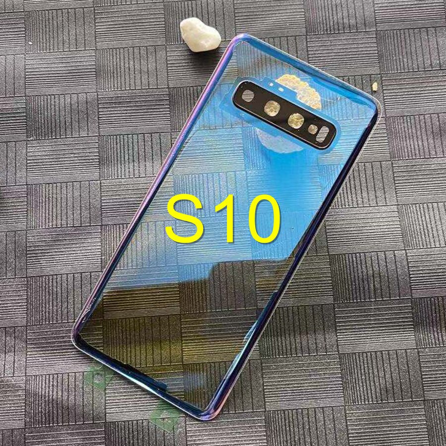 Clear Cover For Samsung Galaxy S8 S9 Plus S10 5G Back Battery Cover Rear Housing Door Glass Panel With Camera Lens Replacement: S10-BlueClear
