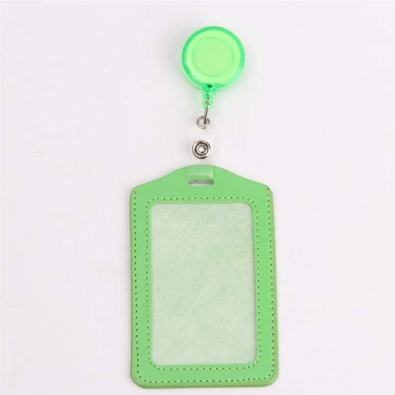 Bank Credit Card Houders Bus Id Identiteitskaarten Case Multicolor Badge Met Intrekbare Reel Werk Card Cover Pu Leer Kaarthouder: green