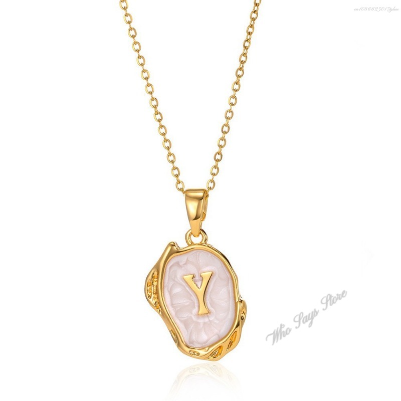 Collar con colgante de acero inoxidable chapado en oro del alfabeto de A-Z para mujer, cadena de serpiente con letra inicial, collares de clavícula, joyería para el cuello