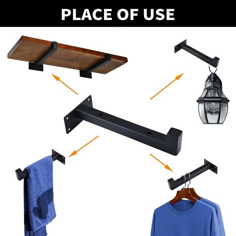 Floating Shelf Brackets,Black Heavy Duty Folding Wall Shelving Metal Shelf Bracket,Wall Shelf Brackets Decorative,4 Pack