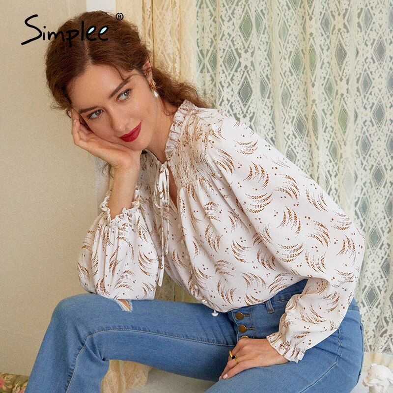 Simplee schick fliege weiß bluse spitze frau Spitzen seide langarm rüschen vorne bluse Jahrgang Blumen- herbst Spitzen