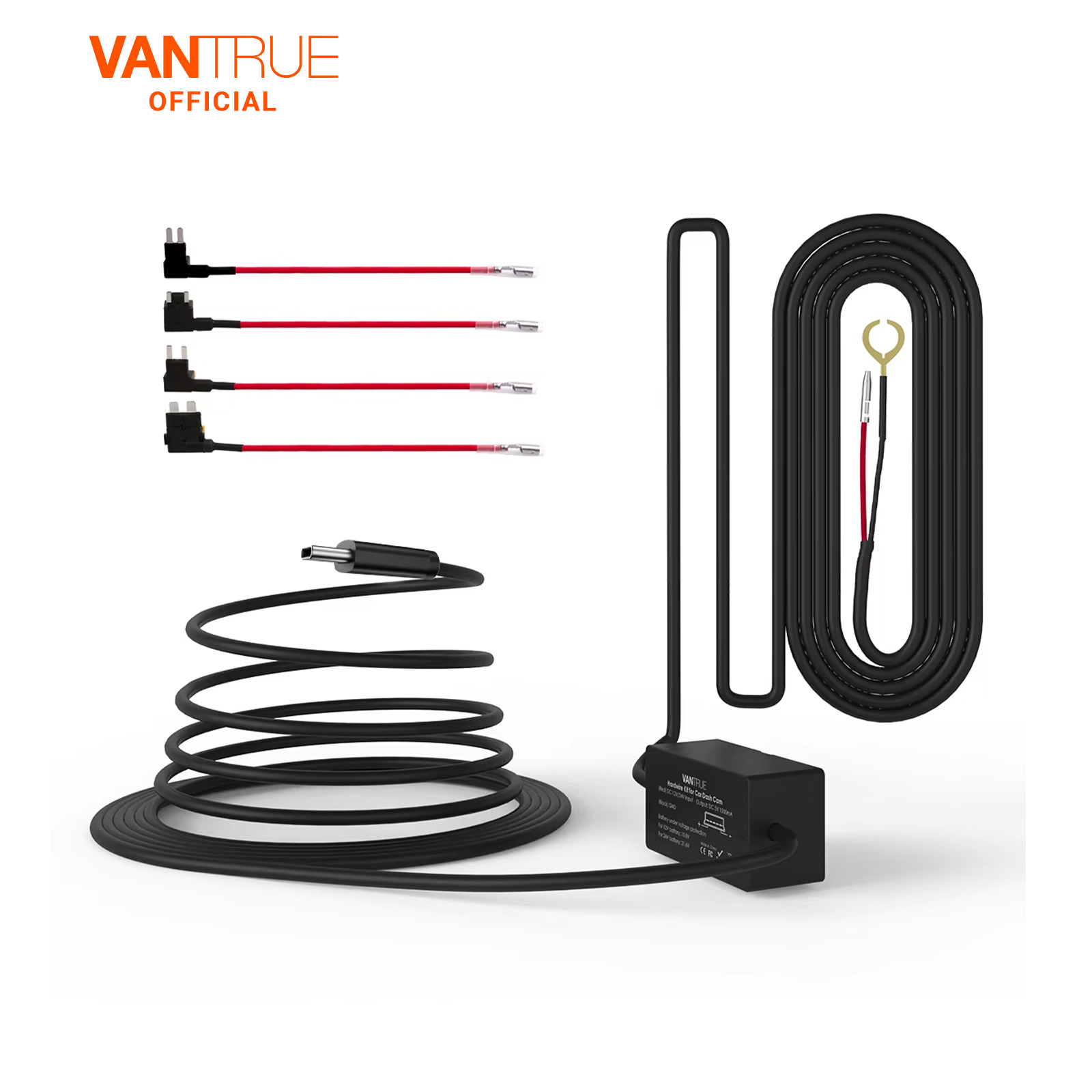 Vantrue 11,5 pieds TypeC et Mini USB 12 V 24 V à 5 V Kit de fil dur pour caméra de tableau de bord avec porte-fusibles de Circuit Mini ACN ATO faible tension