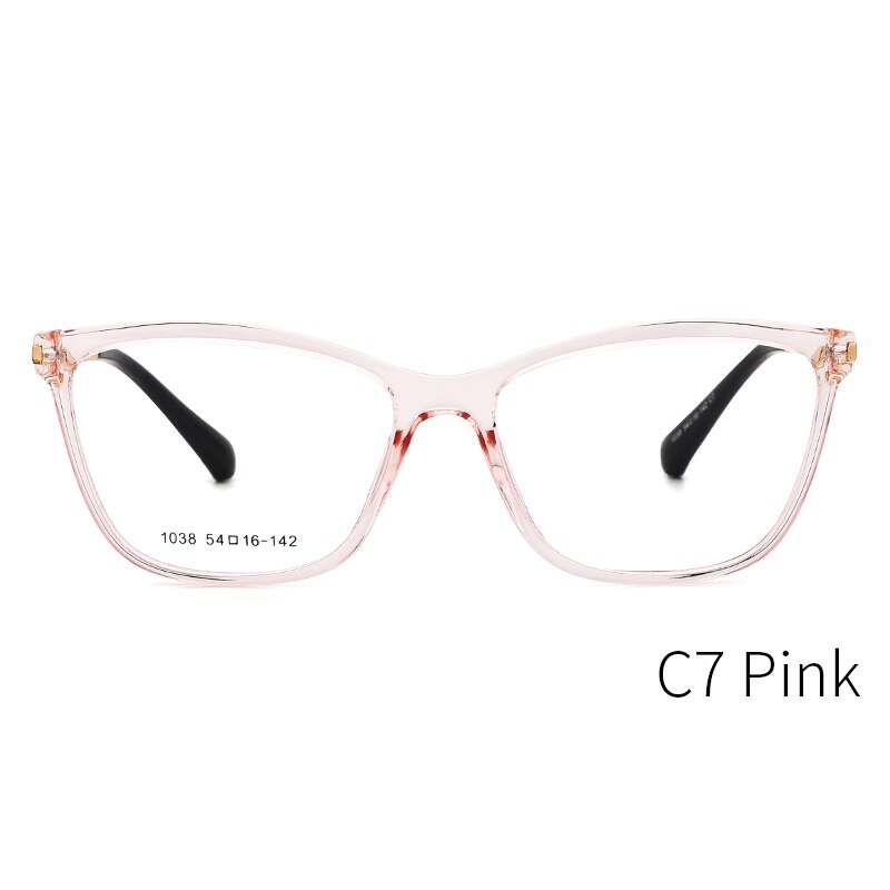 Tangowo  tr90 brilmontuur voor dames, cateye-bril, vintage mypoia, volledig optische bril op sterkte, 1038 monturen: Roze