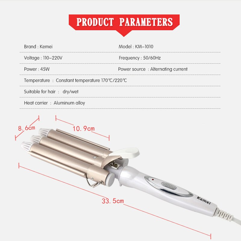 curling iron Three rod curling iron Perm styling tool Hairdressing pliers Slat corrugated curling iron Electric cur