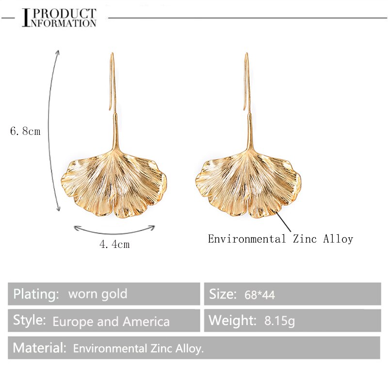 Fan Metal Earrings for Women Jewelry dangle Earrings Bohemia White/Golden fans Earring: MSE-191110846