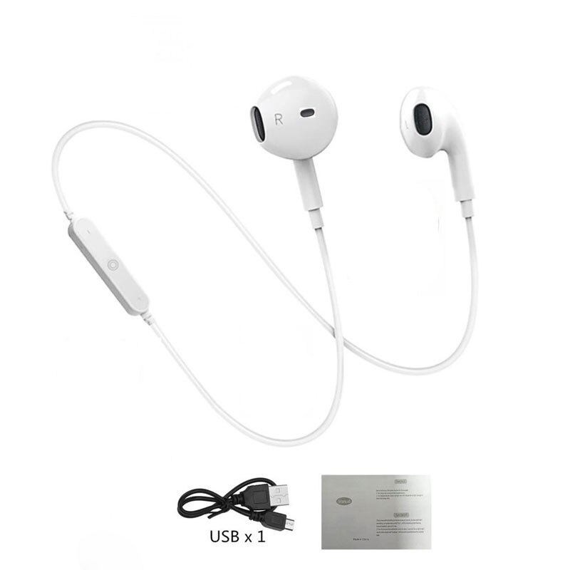 S6 Draadloze Bluetooth Headset Sport Nekband Headset 3D Stereo Ingebouwde Microfoon Ondersteunt Verschillende Smart Telefoon Programma 'S: WHITE