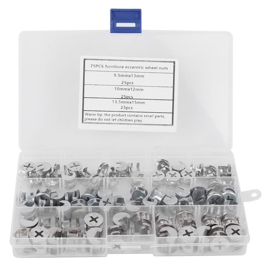 fasteners for woodworking self tapping inserts 75Pcs Cam Nut Furniture Eccentric Wheel Nut Set 3-in-1 Connector