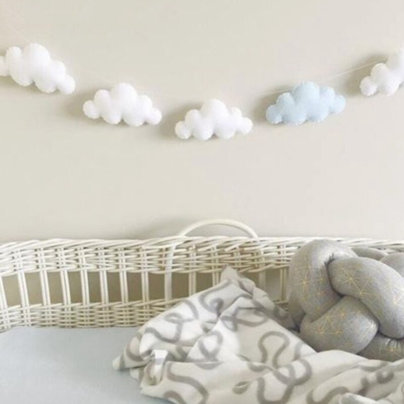 Nordic Style Kids Room Decor Cloud Shaped Home Ornaments String Decor Wall Hanging Ornaments Crib Tent Decor Photography Props