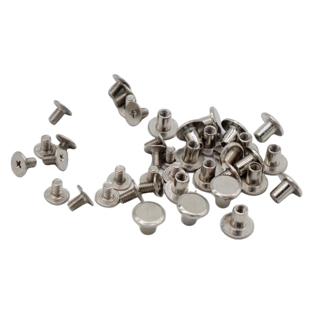 20 Sets 6mm Alloy Rivets Binding Spike Fasteners for Bracelets Bookbinding DIY: Silver