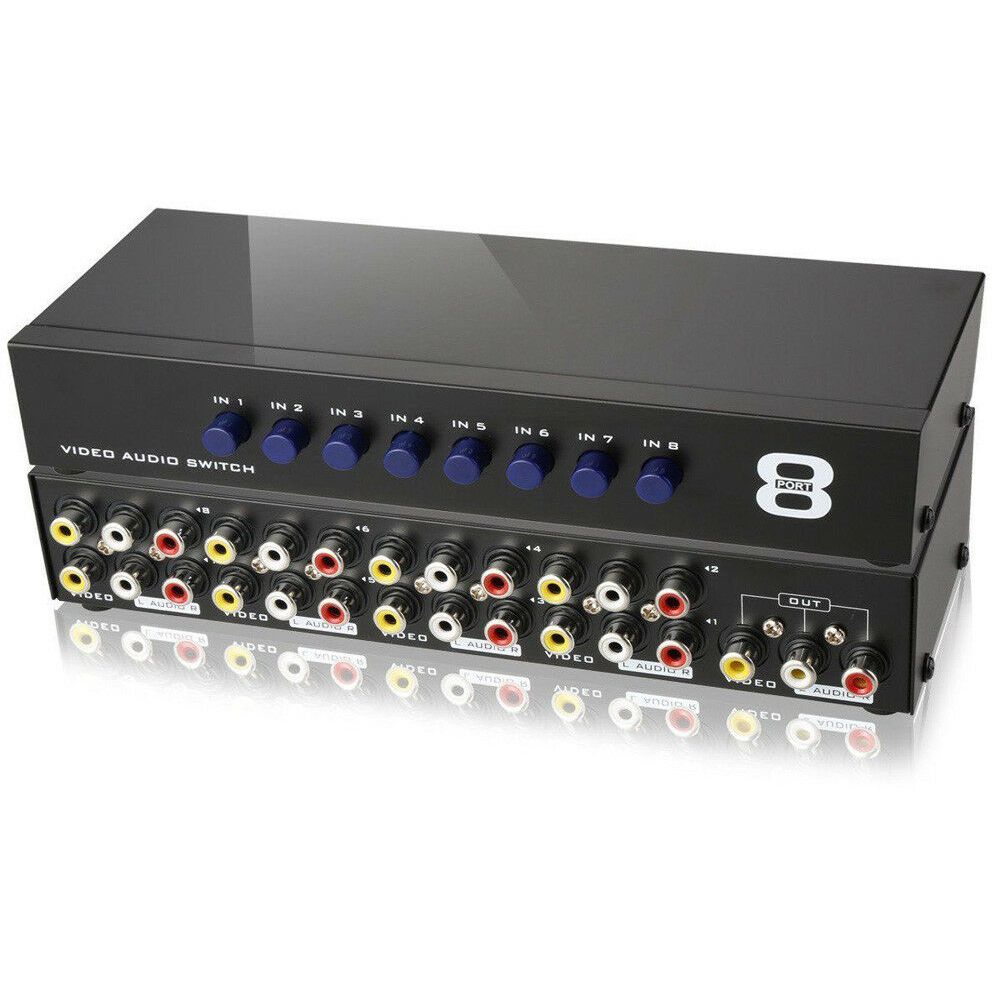 8 In 1 Distributeur Av Switch Box Composiet Selector Stabiele Metalen Video Audio Easy Apply Switcher Signal Accessoire Versterker