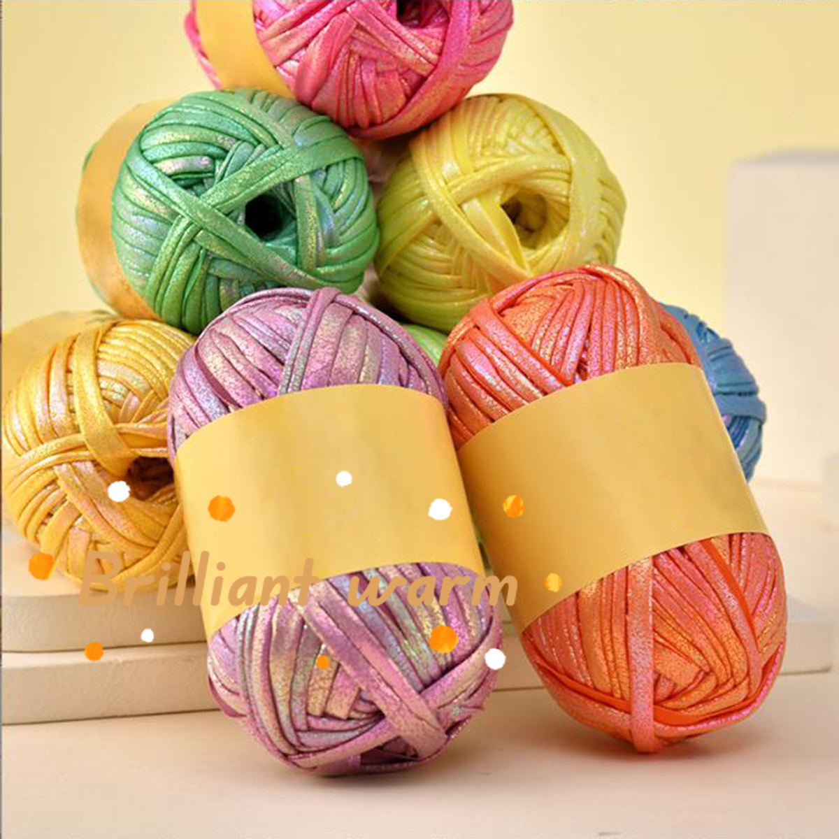 100g Imitation Leather Shiny Crochet Yarn，43.74yd Metallic Tshirt Yarn，DIY Hand Knitting for Bag Blanket Cushion Crochet Yarn