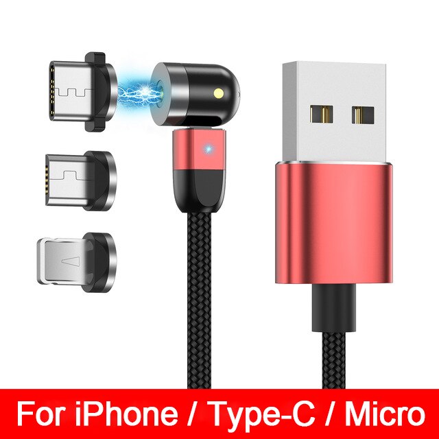 540 Magnetic Cable Micro USB Type C Fast Charging Phone Magnet Charger: Red 2 sets / 2m(6.6ft)