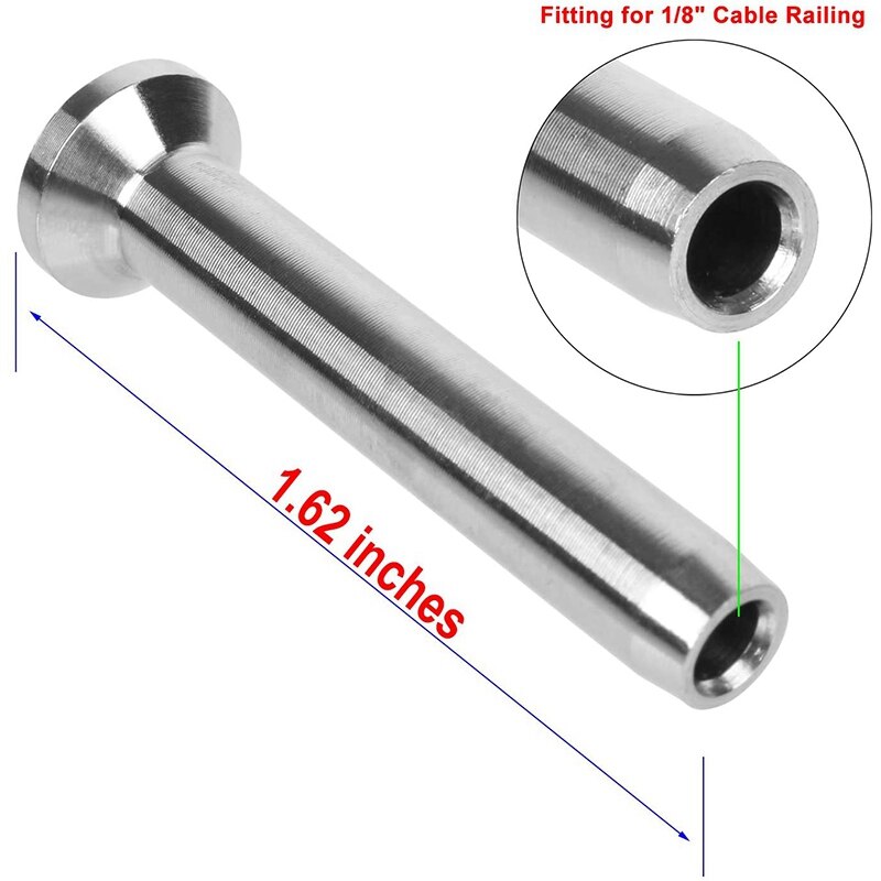 20-Piece T316 Stainless Steel Cable Railing Kit – 1/8" Threaded Swage Stud & Stemball Fittings
