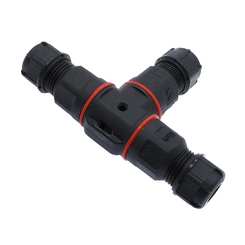 T shape waterproof connector IP68 3 pins 250V 24A Cable Wire Gland Sleeve connector quick connect waterproof connector