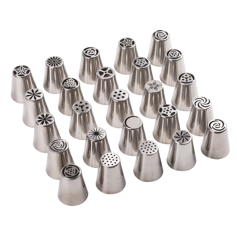 SHENHONG 28PCS Russische Icing Piping Tips Set 1 Pcs Siliconen Tas Koppeling Adapter Tulp Nozzles Cupcake Cake Decorating Dessert