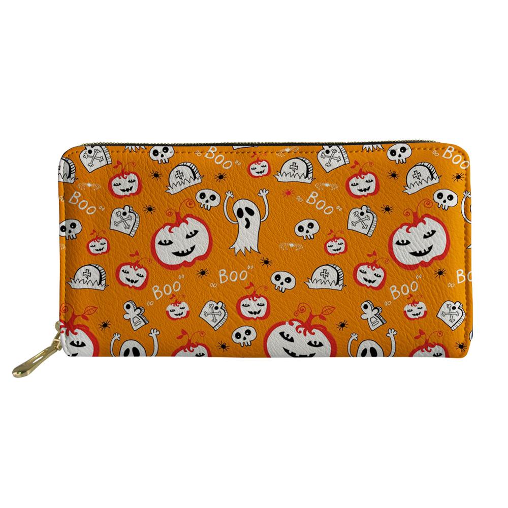 Nopersonality DELL'UNITÀ di elaborazione Del Cuoio Del Raccoglitore Della Frizione Delle Donne Per Il Tempo Libero Del Cranio Della Borsa Della Stampa Delle Donne Portafogli Lungo Della Moneta Titolari di Carte di Borsa Carteras: L3372Z21