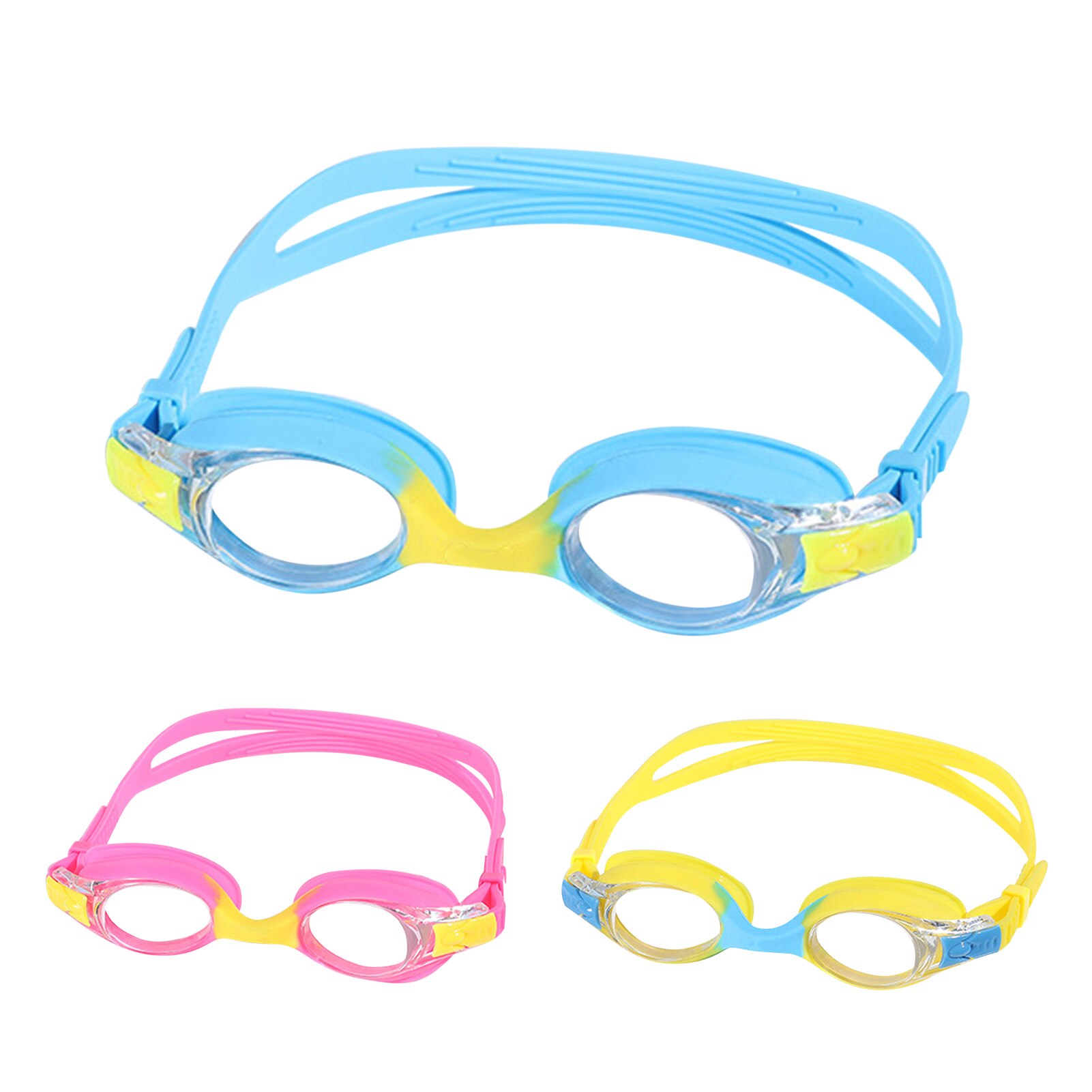 Kleurrijke Verstelbare Kinderen Kids Waterdichte Siliconen Anti Fog Uv Shield Zwemmen Glazen Goggles Eyewear Brillen Met Doos